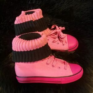 Converse STYLE Shoes PINK  BLK Leg Warmers BARBIECORE CITY SNAPPERS 6.5 Y2K